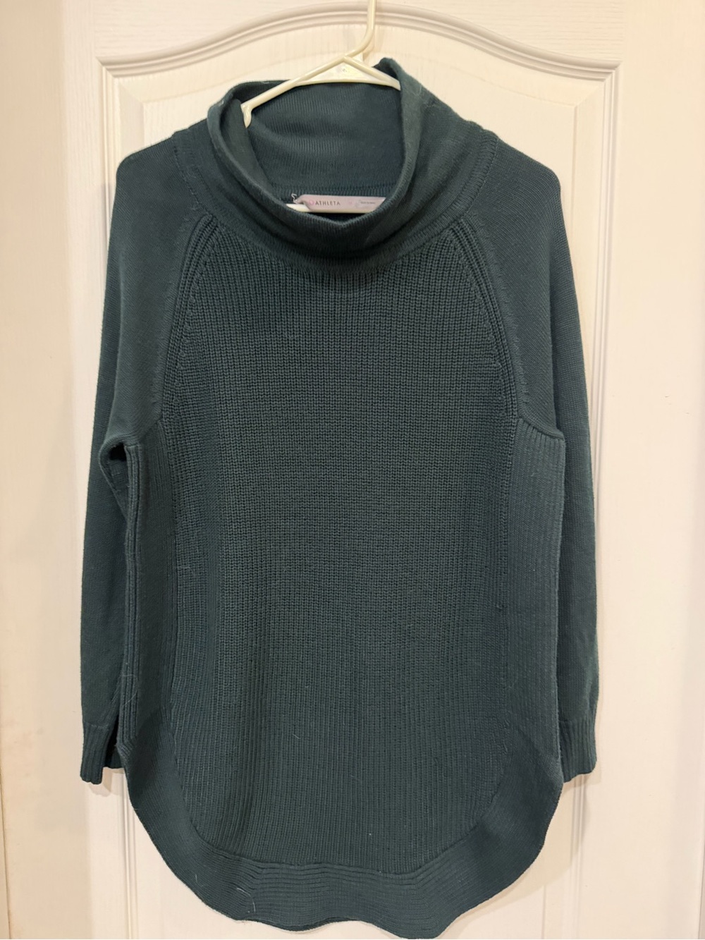 Athleta Merino Wool Blend Cowl Neck Tunic Sweater Dark Teal